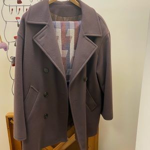 Wool coat with scarf